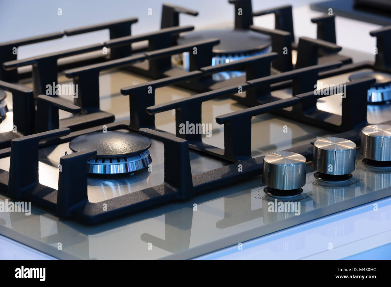 Brand new gas stove closeup Stock Photo Alamy