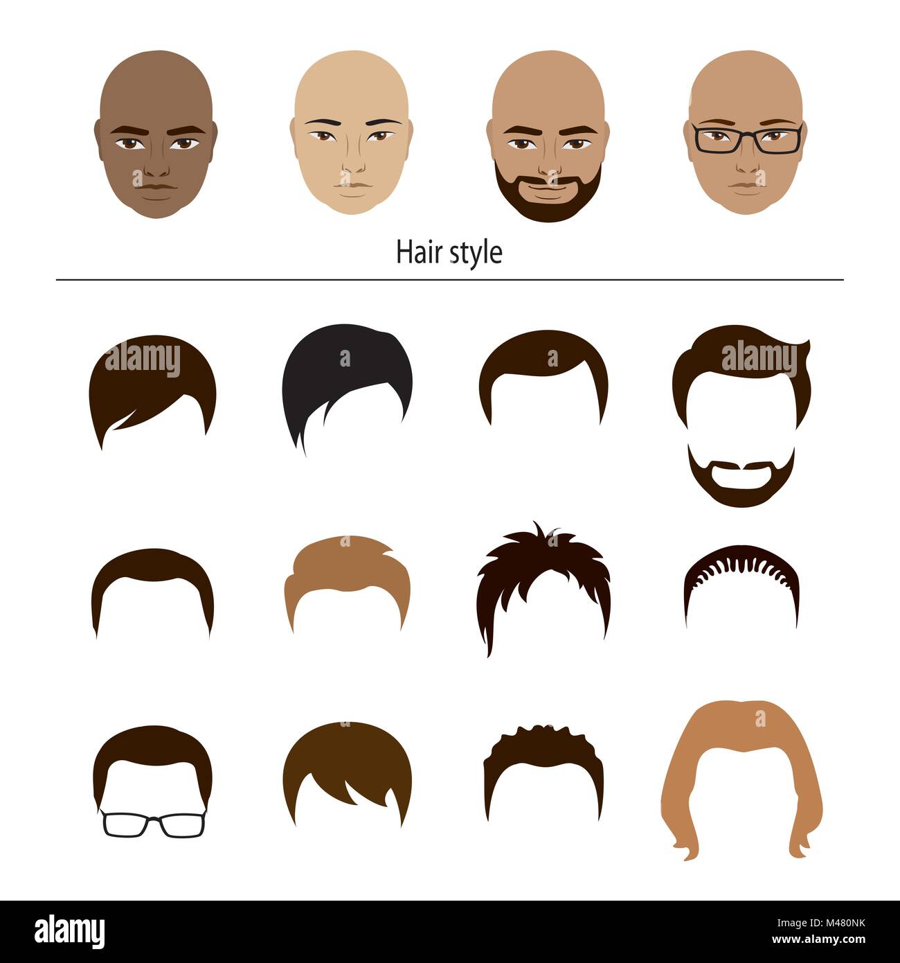 male stylish templates hairstyles, cartoon vector illustration Stock Vector  Image & Art - Alamy