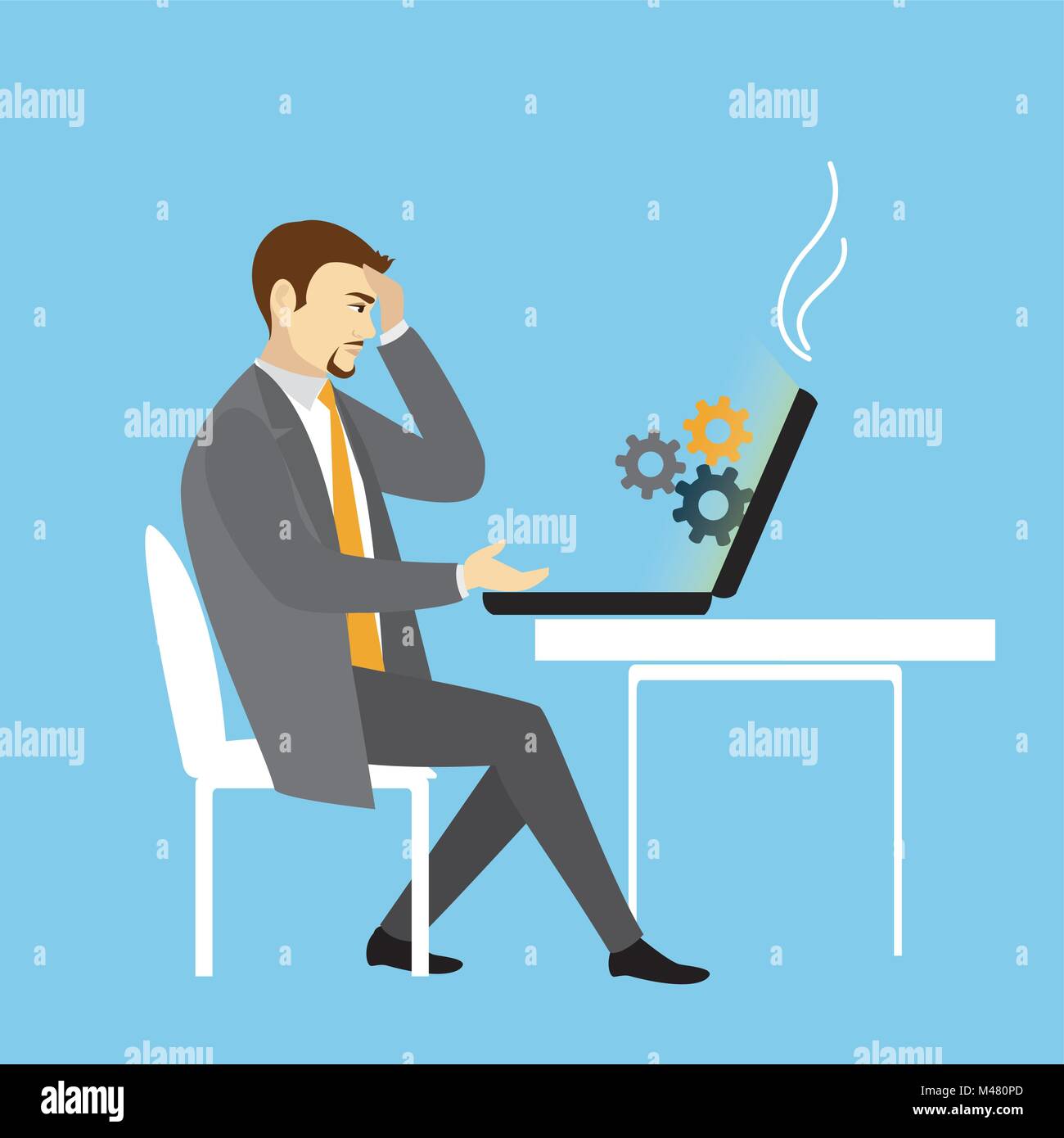 Man Working On laptop  with idea and   vector illustration Stock Vector Image & Art - Alamy