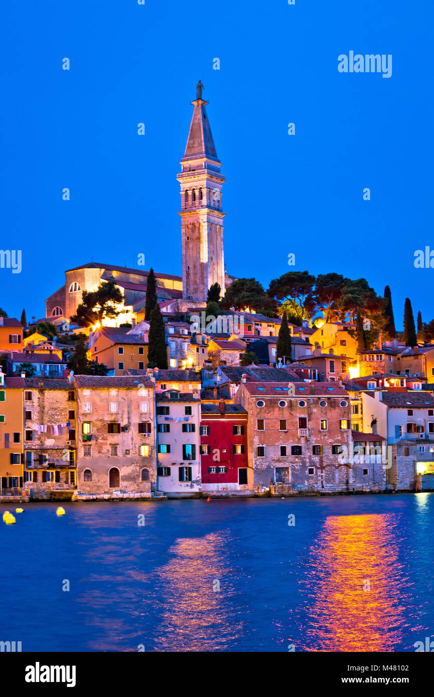 Town of Rovinj evening vertical view Stock Photo