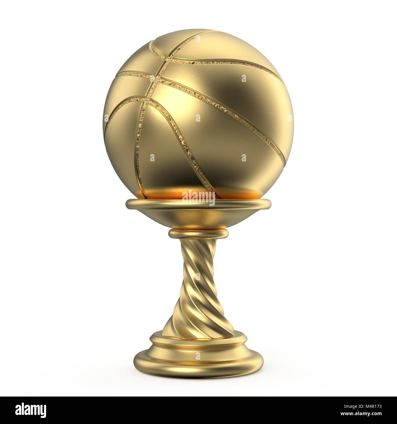 Gold trophy cup BASKETBALL 3D render illustration isolated on white