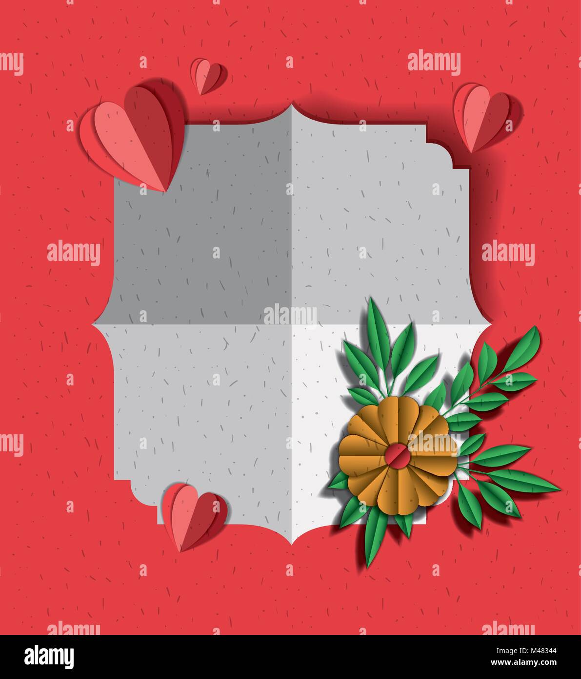 cute frame with flowers and hearts craft Stock Vector Image & Art Alamy
