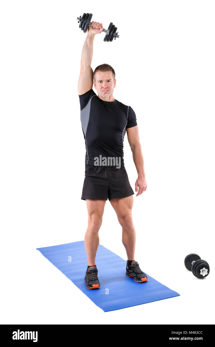 Standing Triceps Extension Dumbbell Workout Stock Photo Alamy