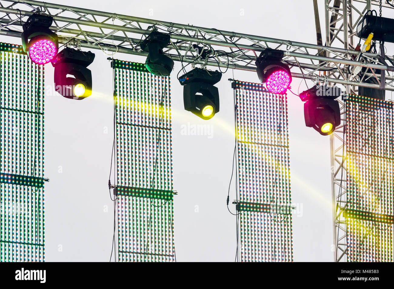 lighting rig with spotlights Stock Photo Alamy