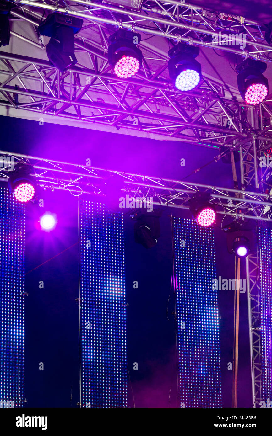 outdoor stage with lighting equipment Stock Photo