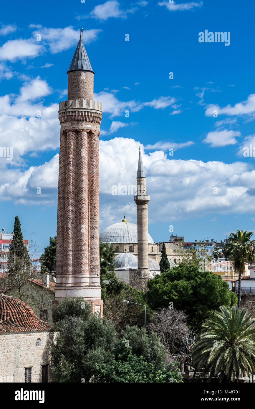Two minarets in Antalya Stock Photo