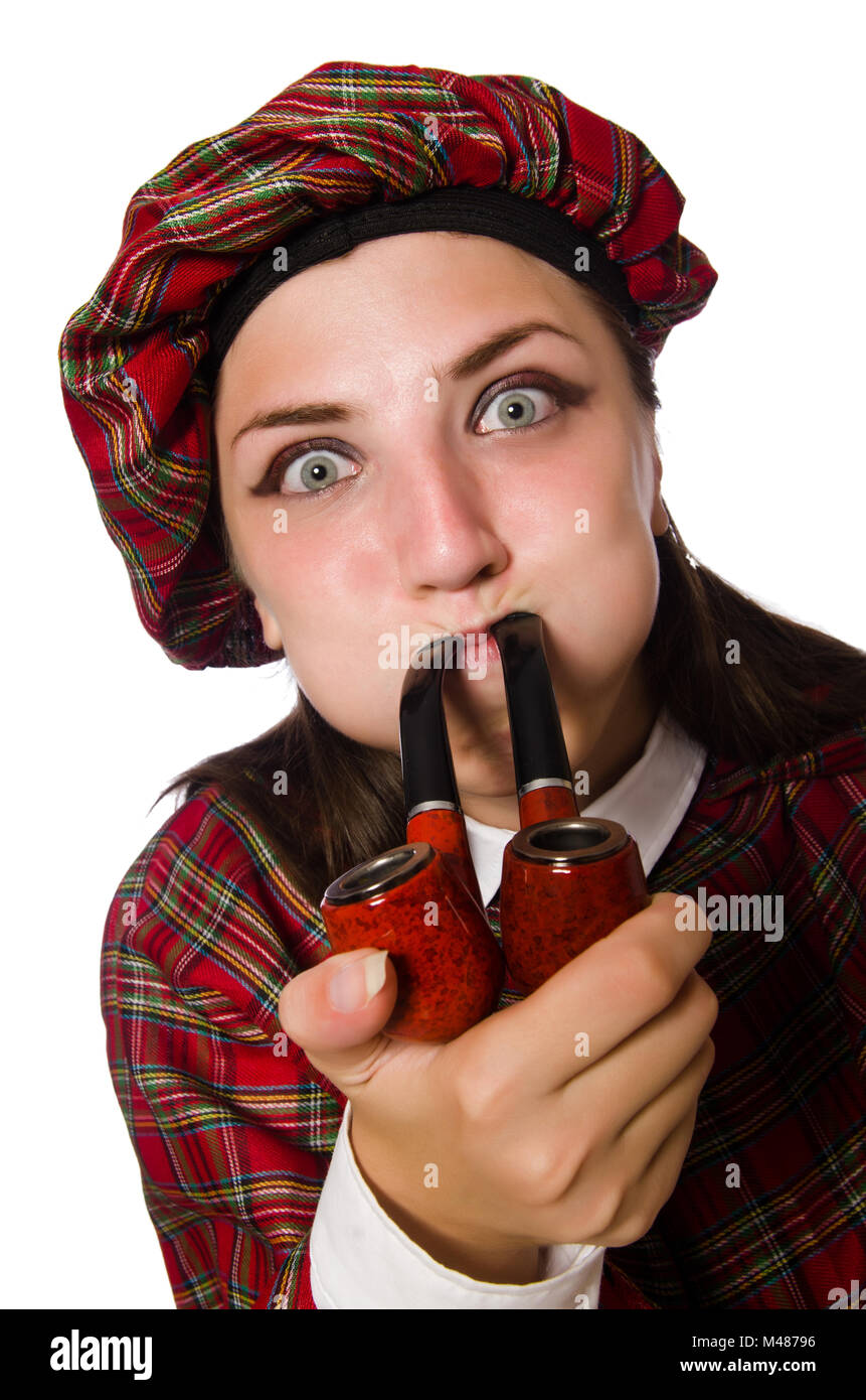 Scottish woman isolated on the white background Stock Photo