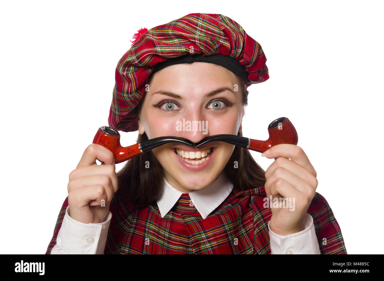 Scottish woman isolated on the white background Stock Photo