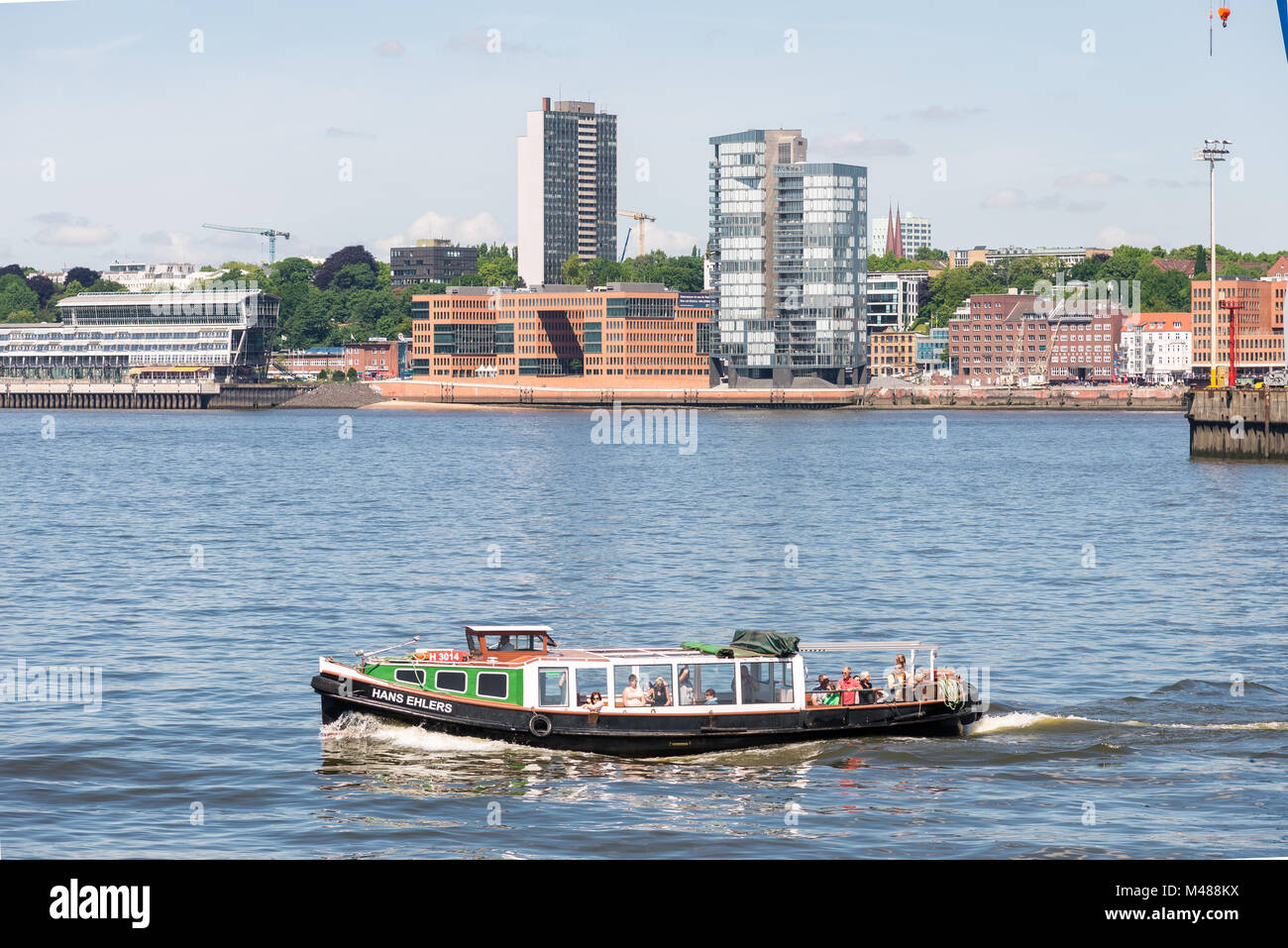 Harbor round trip on the Elbe river in Hamburg Stock Photo