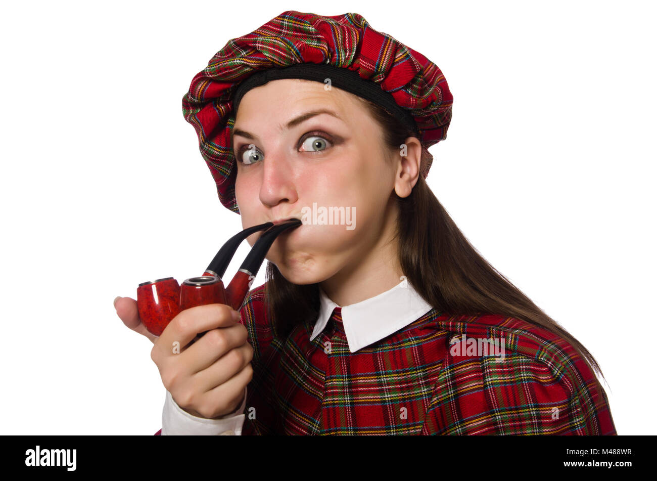 Scottish woman isolated on the white background Stock Photo