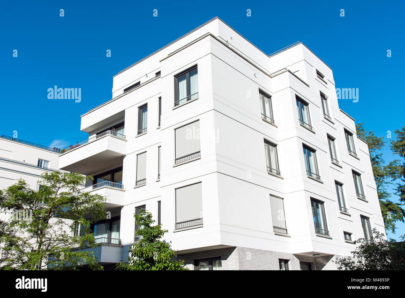 White modern apartment house seen in Berlin, Germany Stock Photo - Alamy