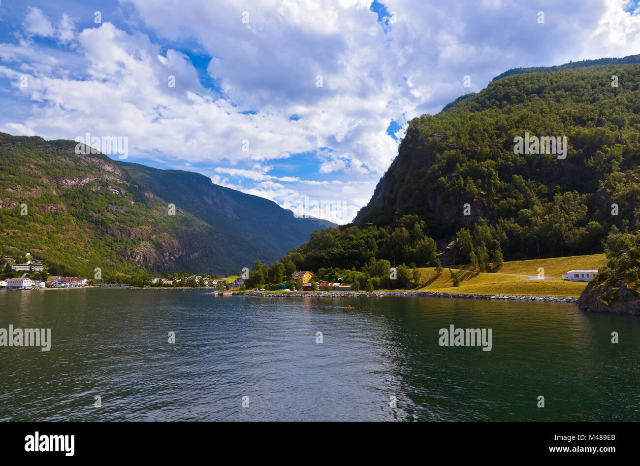 Fjord Naeroyfjord in Norway - famous UNESCO Site Stock Photo
