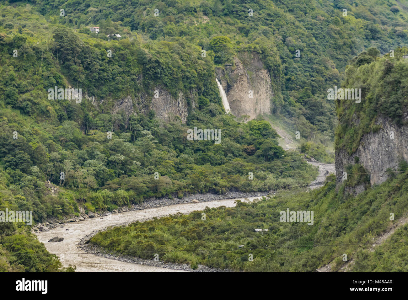 Pastaza River and Leafy Mountains in Banos Ecuador Stock Photo Alamy