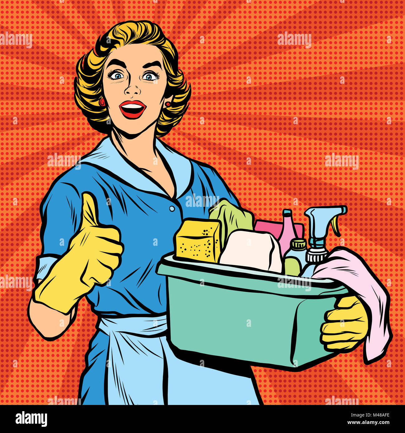 Quality home cleaning, pop art retro housewife Stock Photo