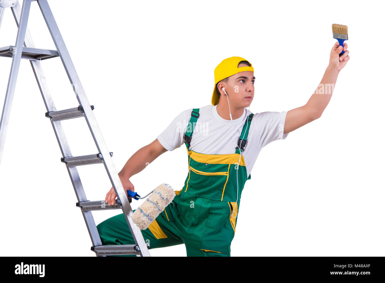 Man climbing ladder paint room hi-res stock photography and images - Alamy