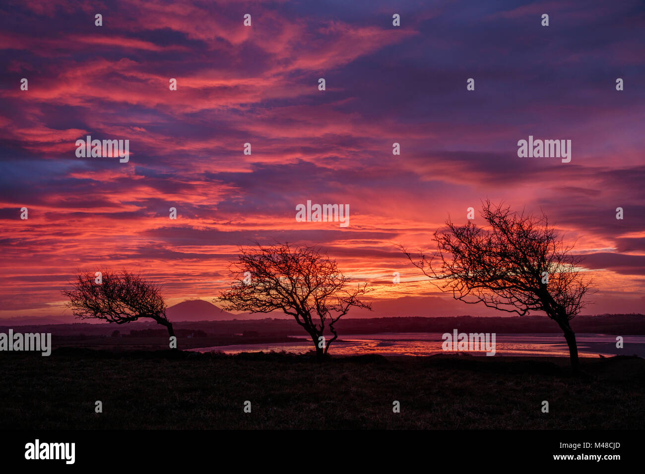 Sunset over the River Moy estuary, County Sligo, Ireland. Stock Photo