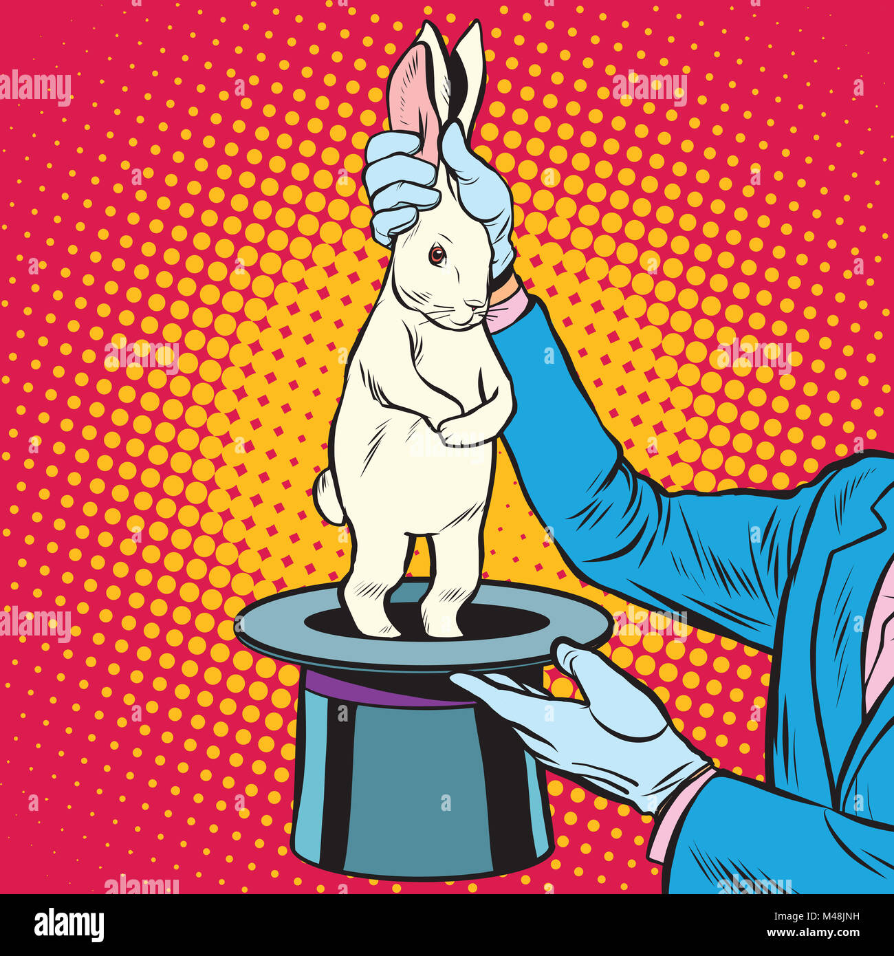 white rabbit in the magicians hands Stock Photo Alamy