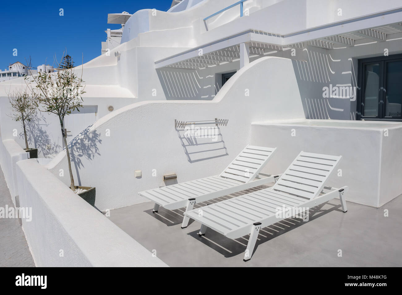 Oia luxury decks and patios Stock Photo