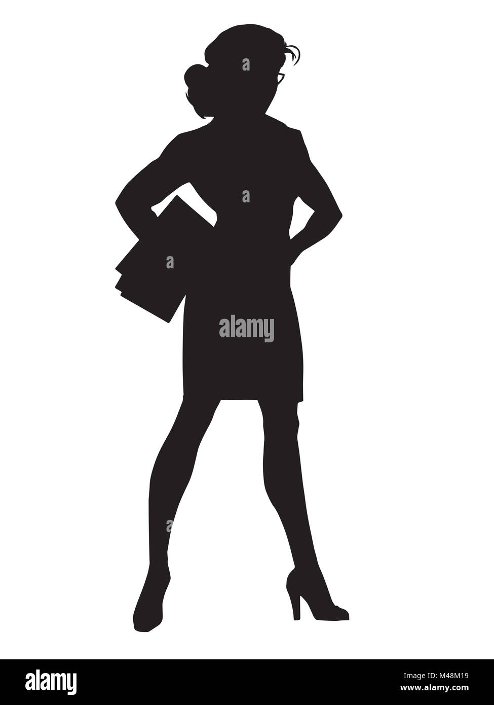 Beautiful strong businesswoman black silhouette figure Stock Photo