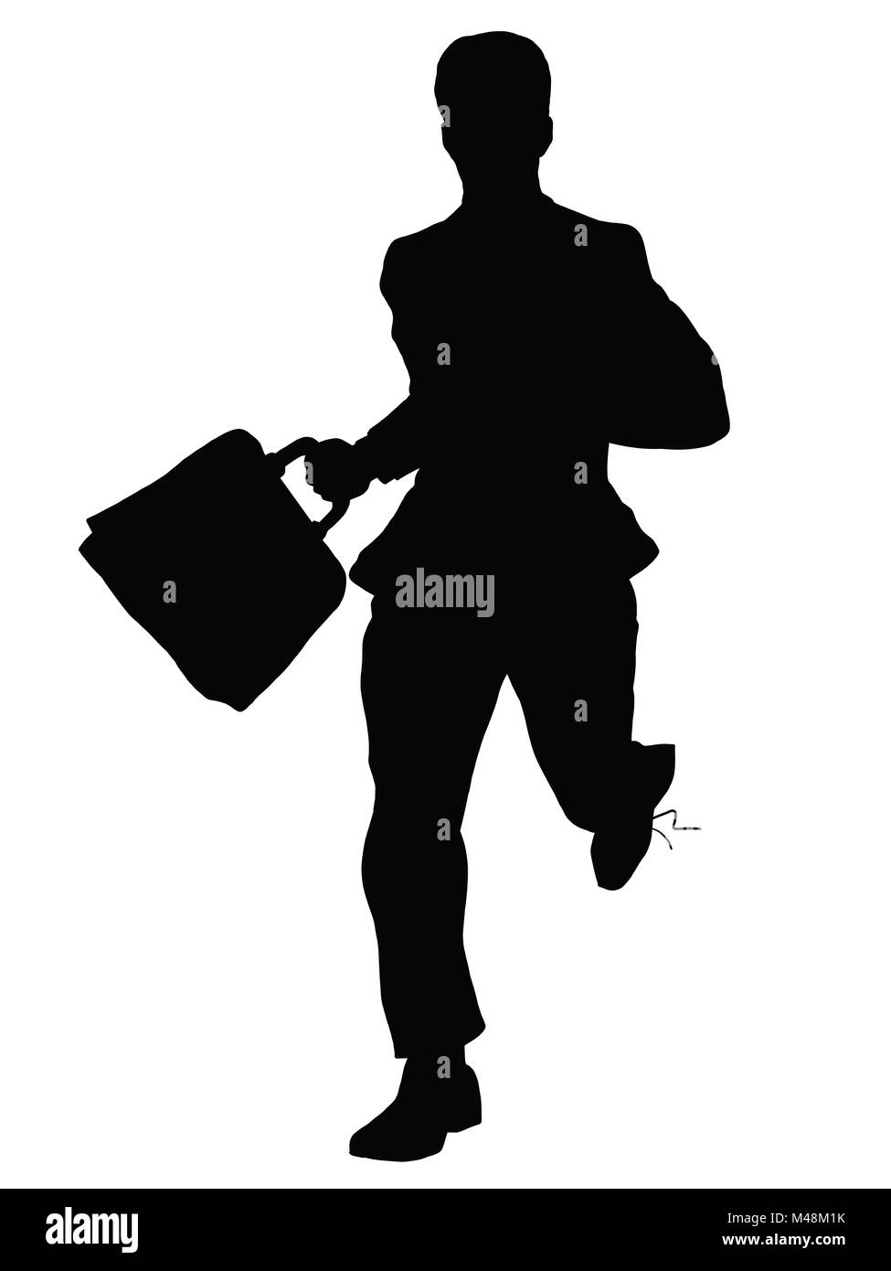 Businessman runs black silhouette figure Stock Photo