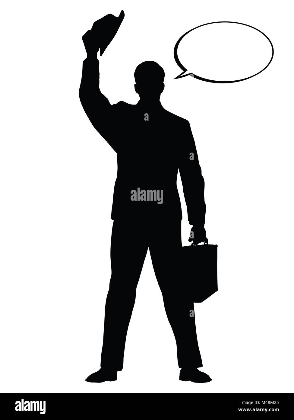 Hello businessman hat gesture black silhouette figure Stock Photo