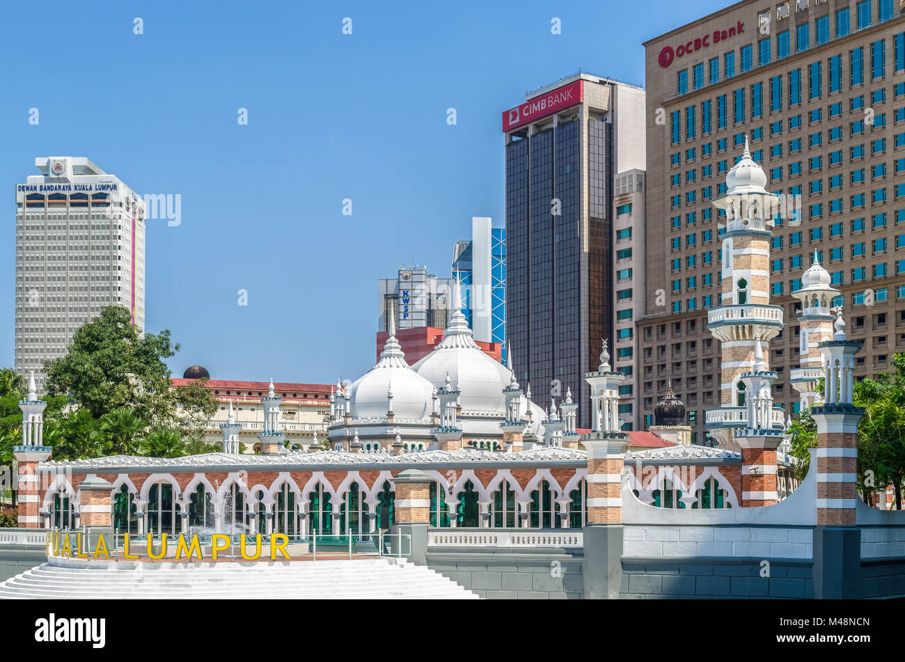 Kuala Lumpur Malaysia February 12 2018 Masjid Jamek Mosque Which Is Located At The Heart Of Kuala Lumpur City It Added The New Water Features Them Stock Photo Alamy