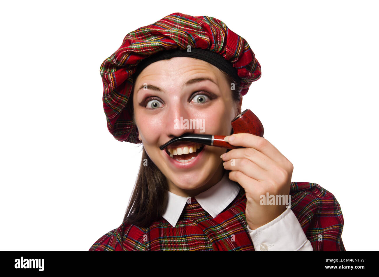 Scottish woman isolated on the white background Stock Photo