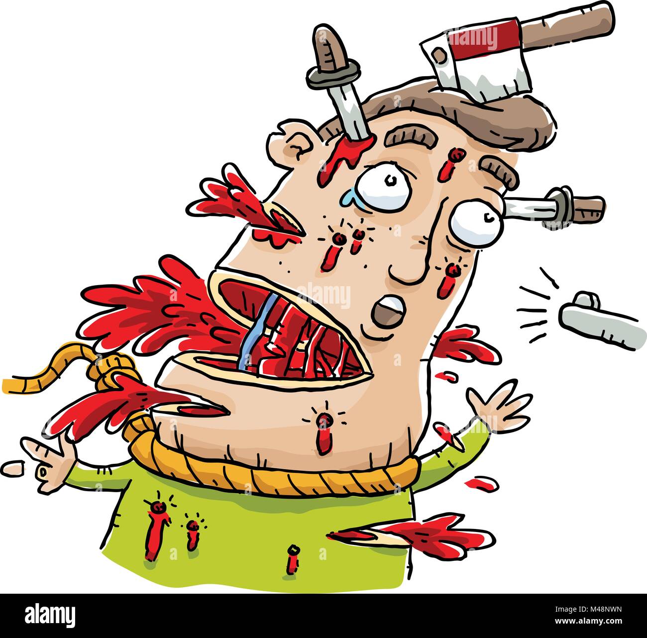 A cartoon man who is a victim of various forms of murder. Stock Vector