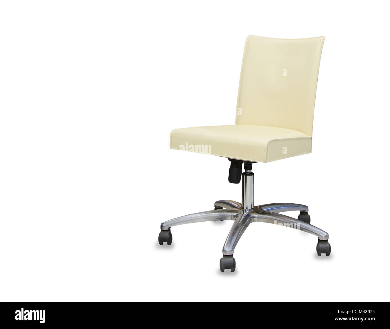 Modern office chair from beige leather. Isolated Stock Photo