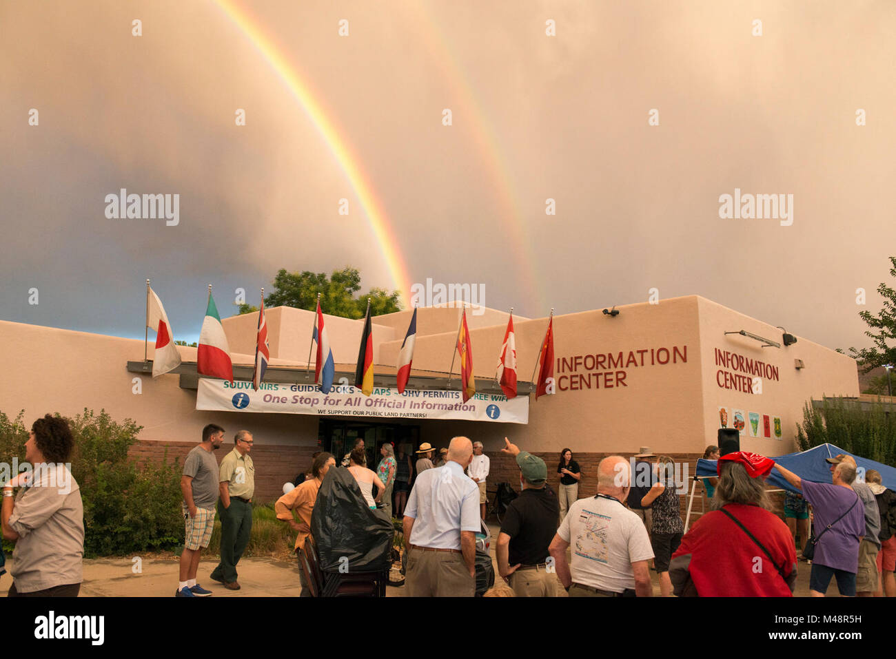 Staff from various public lands agencies gathered at the Moab Information Center to celebrate the th anniversary of the Canyonlands Natural History Association (CNHA). Rainbow at Moab Information Center Stock Photo