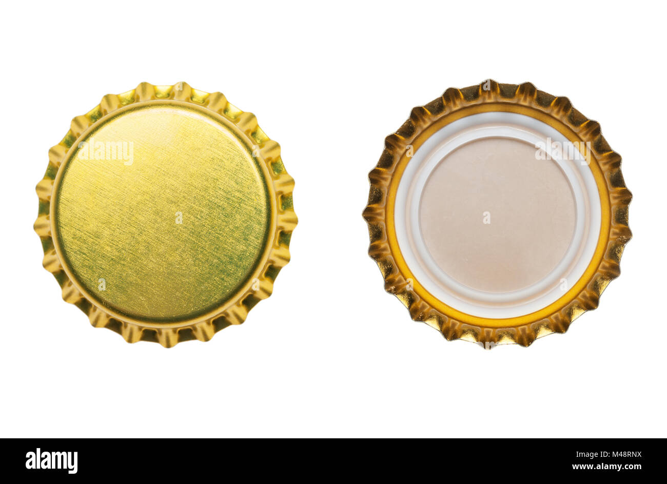 yellow bottle caps isolated on white background Stock Photo Alamy