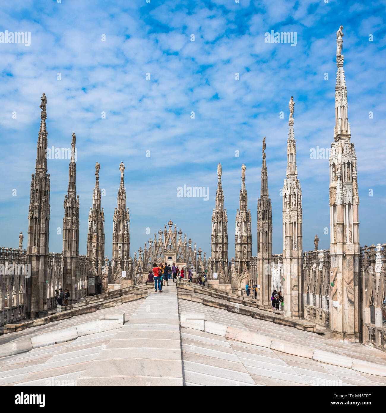 Roof terraces of Milan Cathedral, Lombardia, Italy Stock Photo