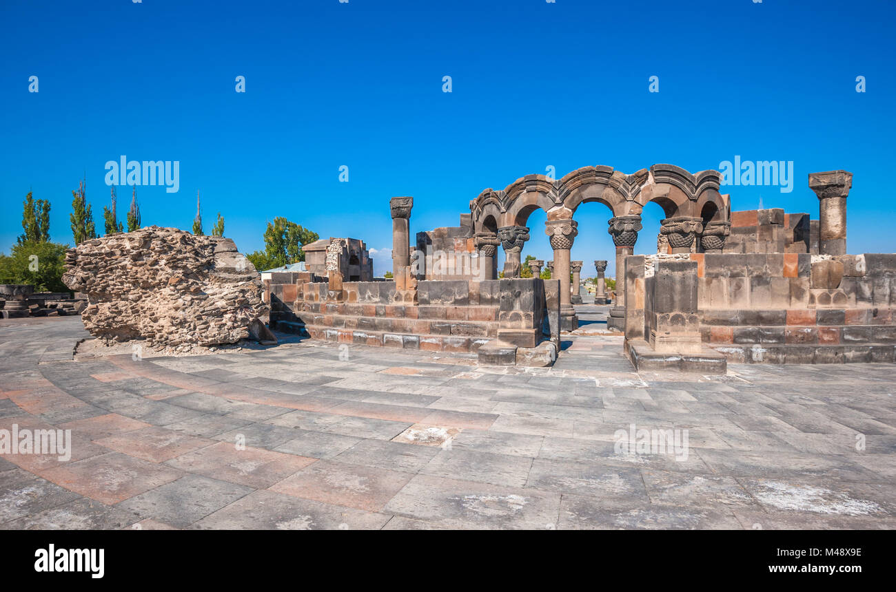The ruins of the ancient temple of Zvartnots, Armenia Stock Photo