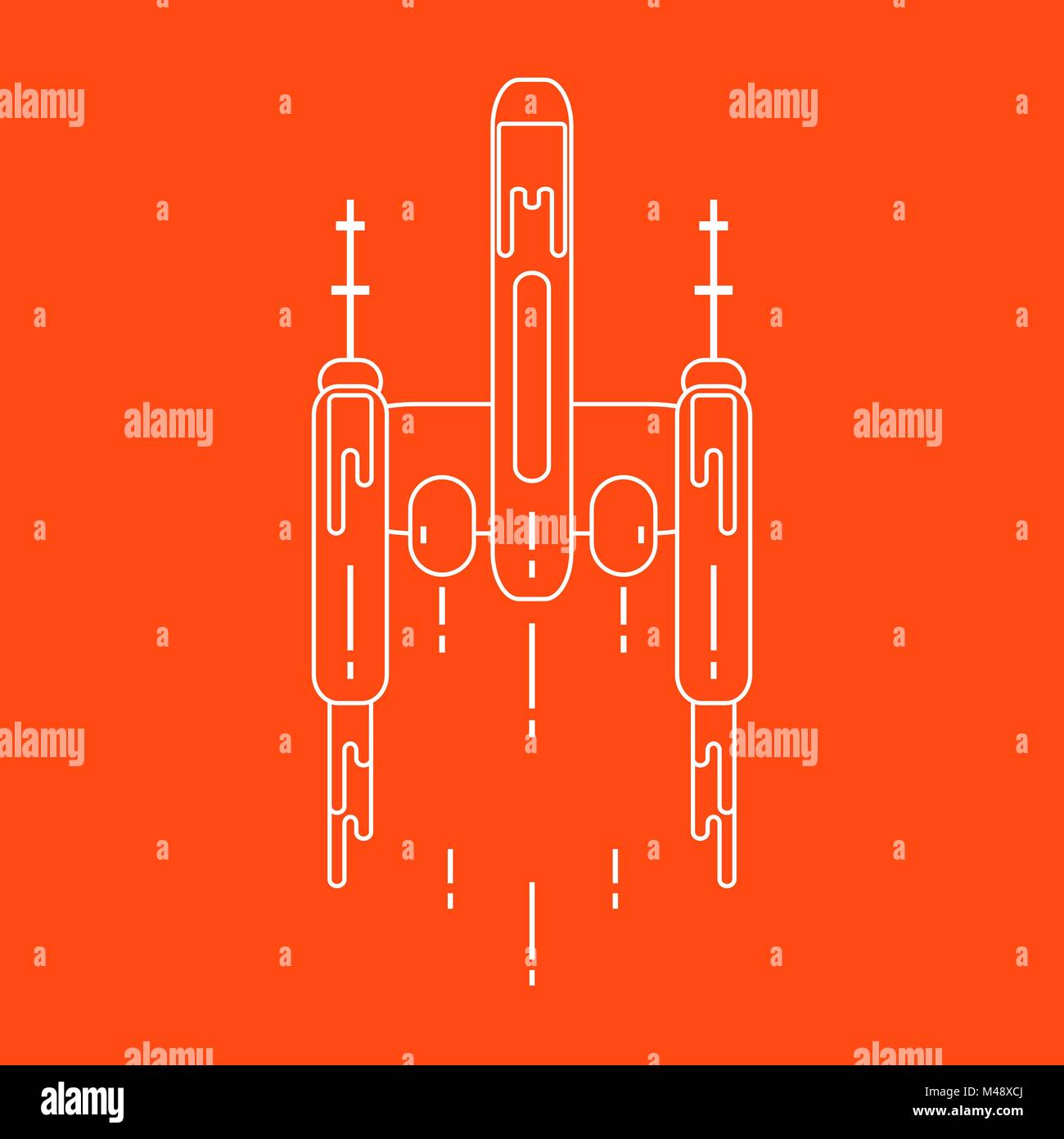 Spaceship. Space exploration, science, technology. Design for banner ...