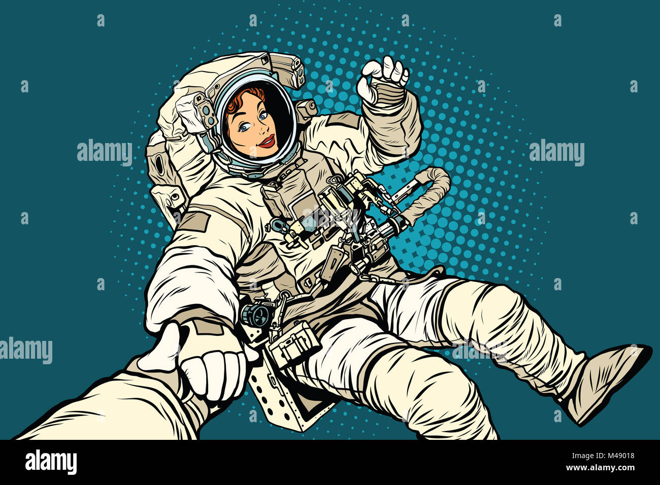 follow me, woman astronaut Stock Photo
