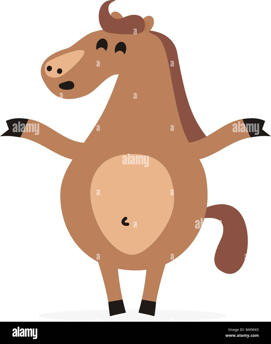 Cartoon horse mascot with open arms. Vector illustration for character animation Stock Vector