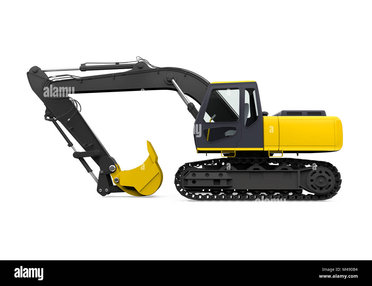 Yellow Excavator Isolated Stock Photo Alamy