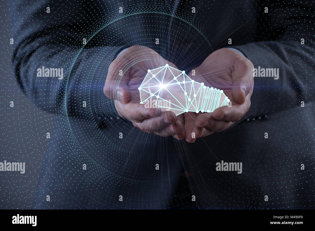 Young businessman with light bulb in idea concept Stock Photo - Alamy