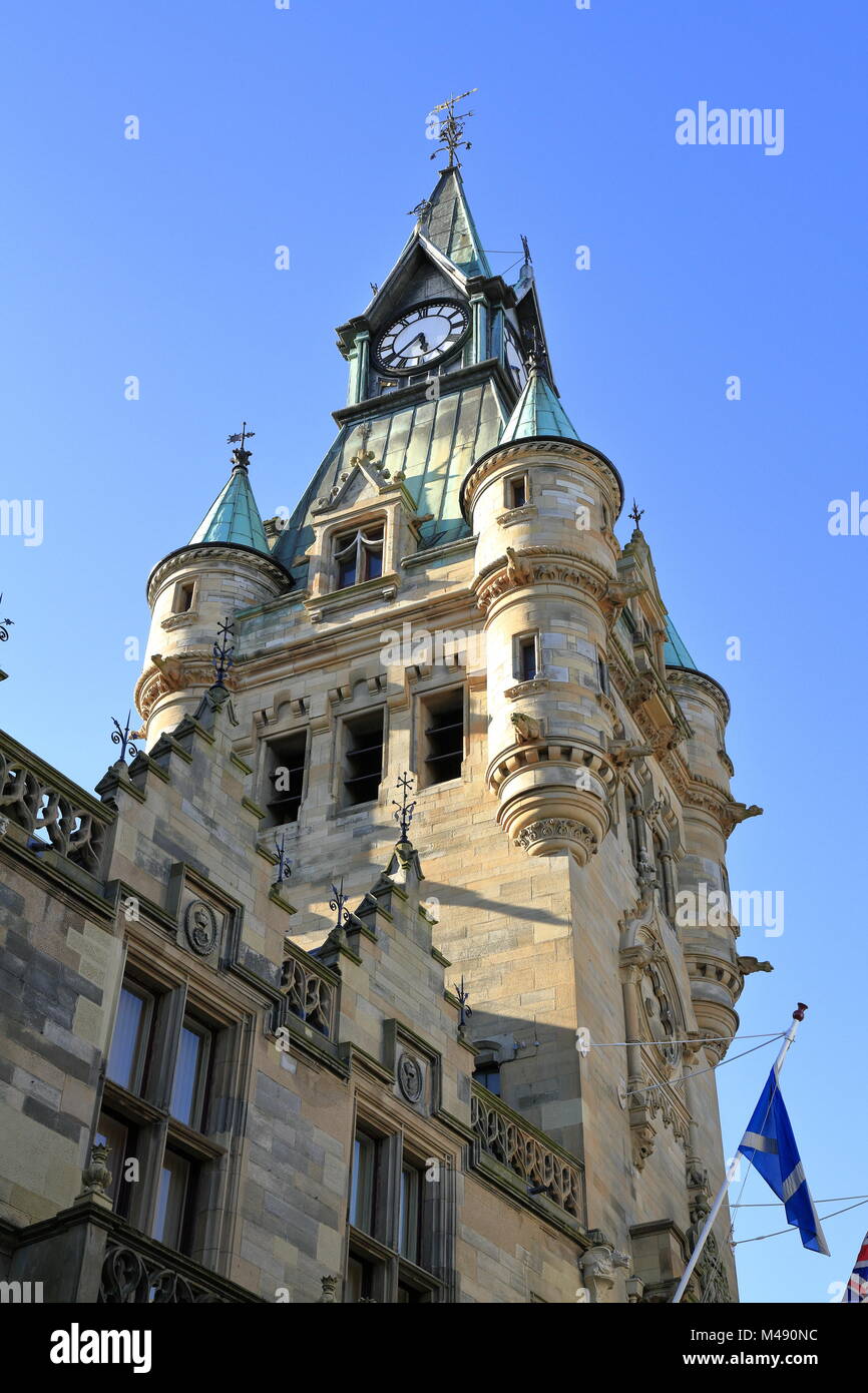 Clock tower on town hall in Dunfermline, Scotland Stock Photo