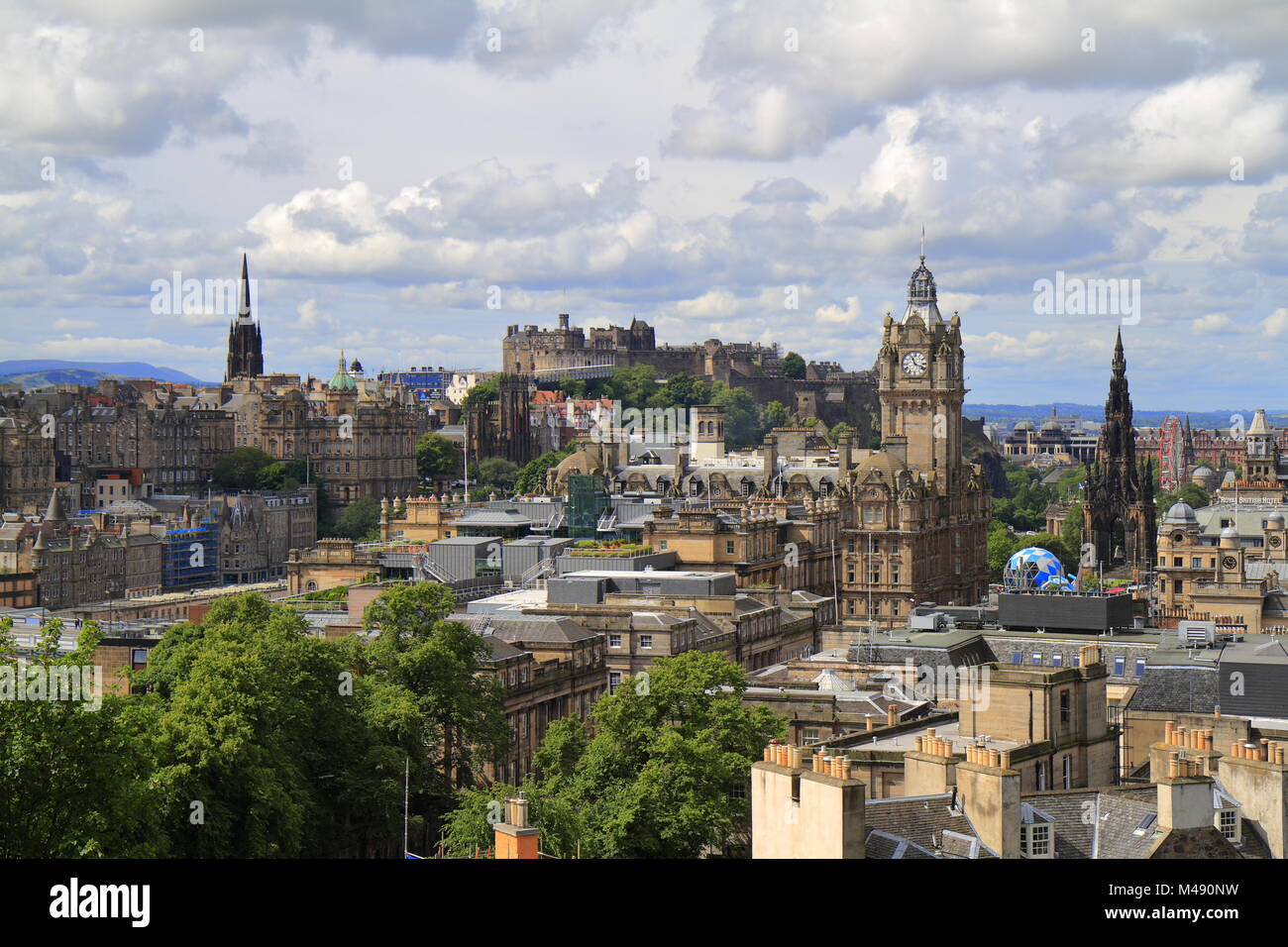 A view over Edinburgh from Calton Hill, Scotland Stock Photo