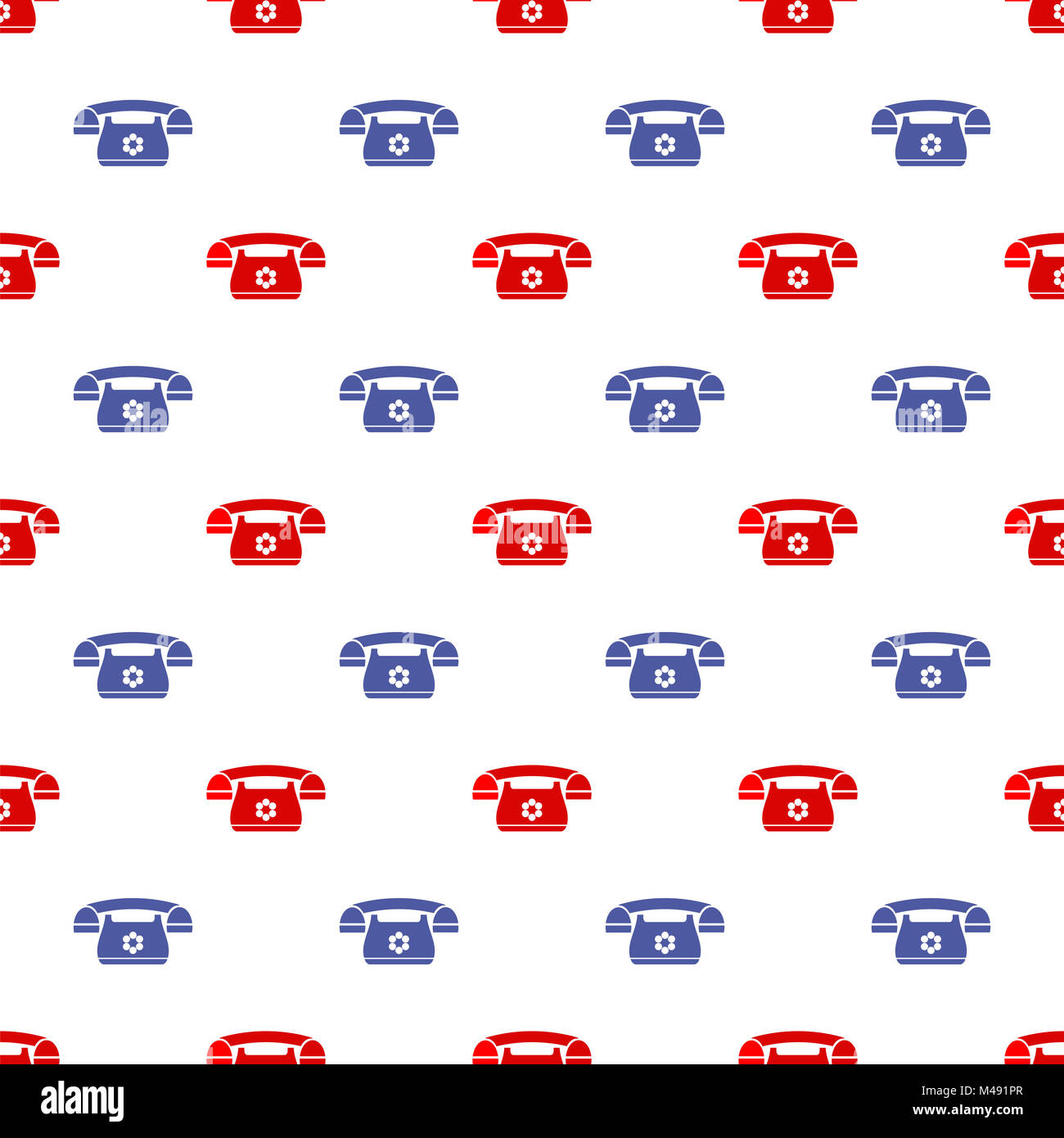 Retro Phone Pattern. Silhouette of Old Telephone Stock Photo