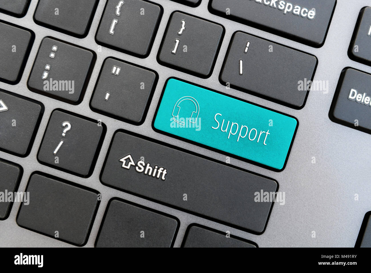 Computer keyboard with online support concept. Stock Photo
