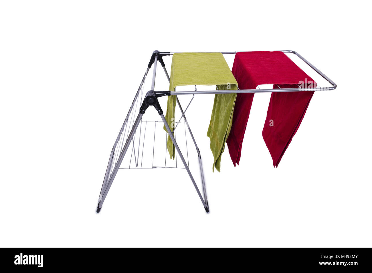 Collapsible clotheshorse isolated on the white background Stock Photo ...