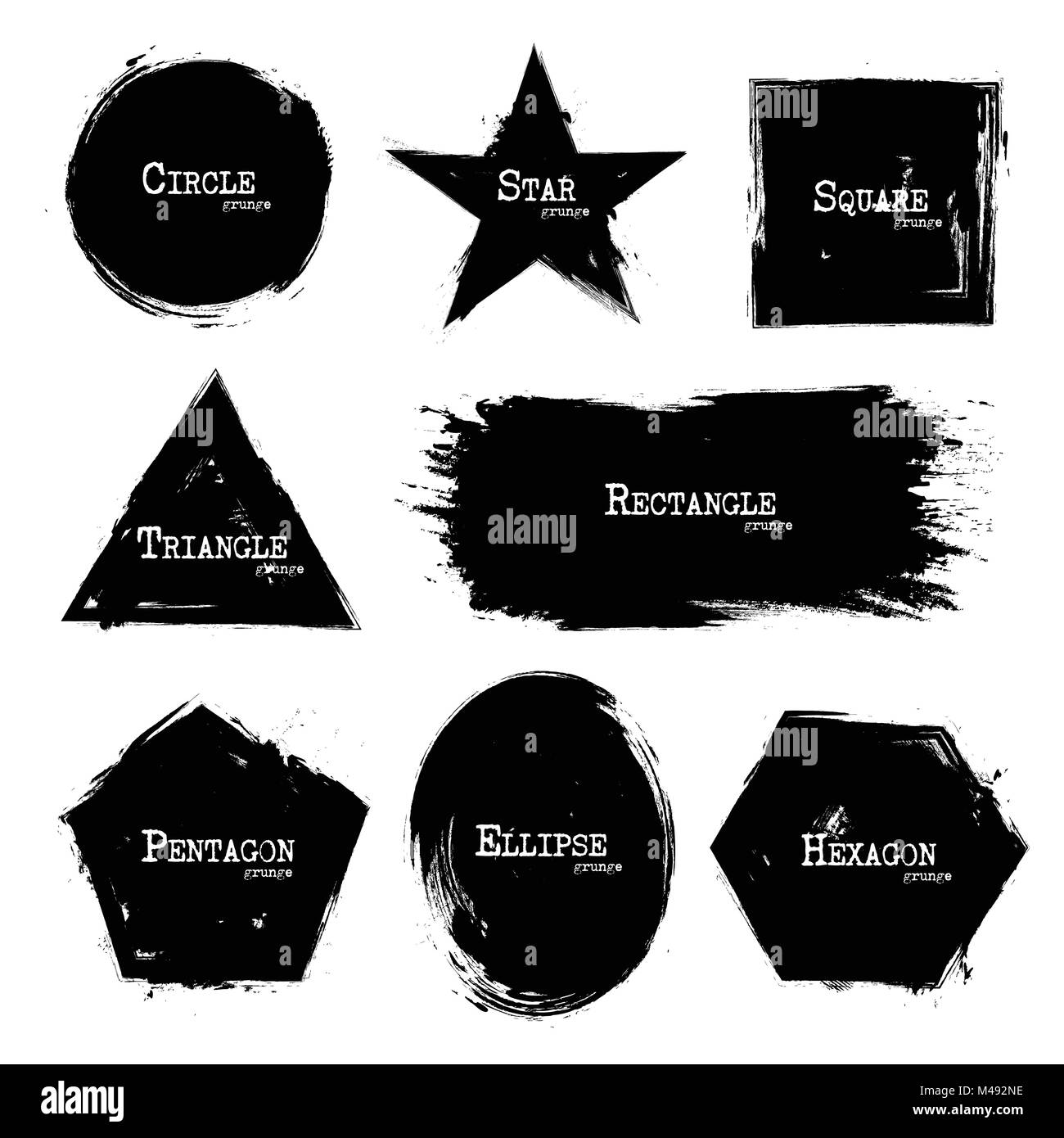 Set of Geometry shapes . Grunge style . Vector . Stock Vector