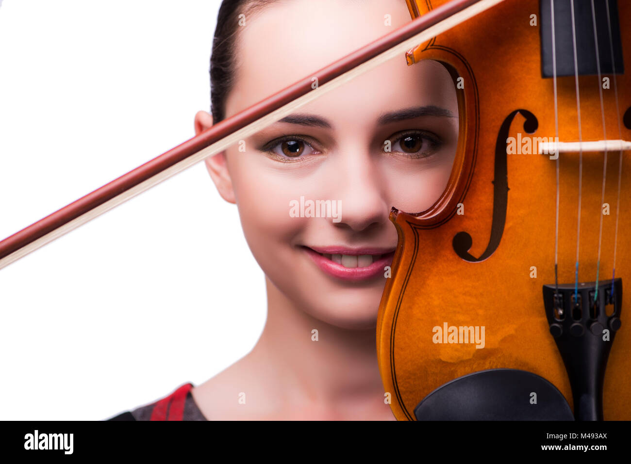 Elegant young violin player isolated on white Stock Photo Alamy