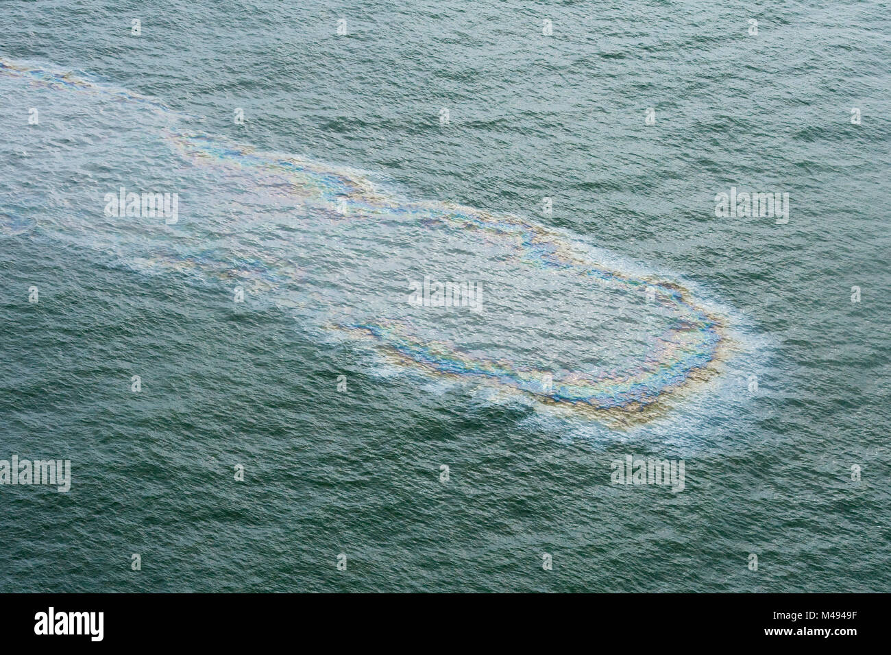 Aerial view of oil on surface of the sea during the Deepwater Horizon