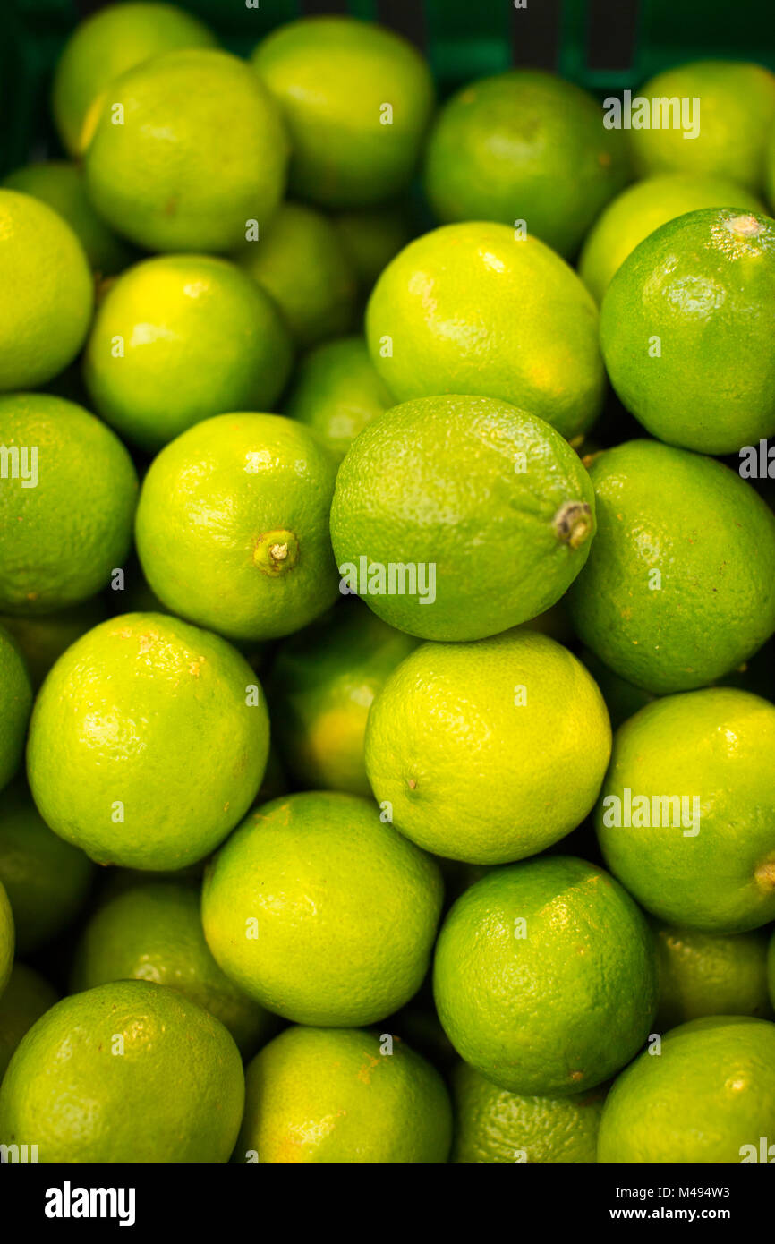 limes for sale in a supermarket Stock Photo