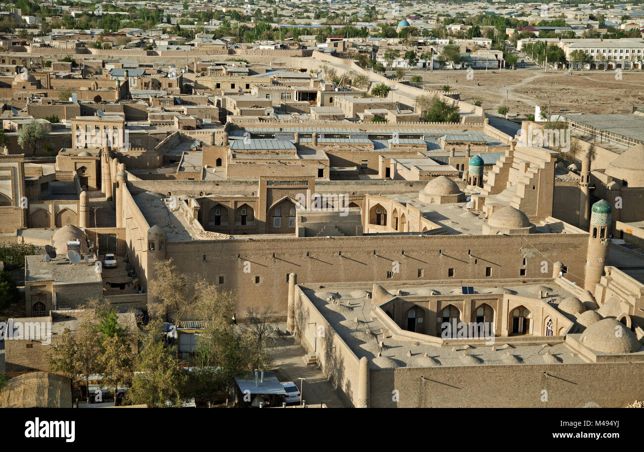 Aerial view of old town in Khiva, Uzbekistan Stock Photo