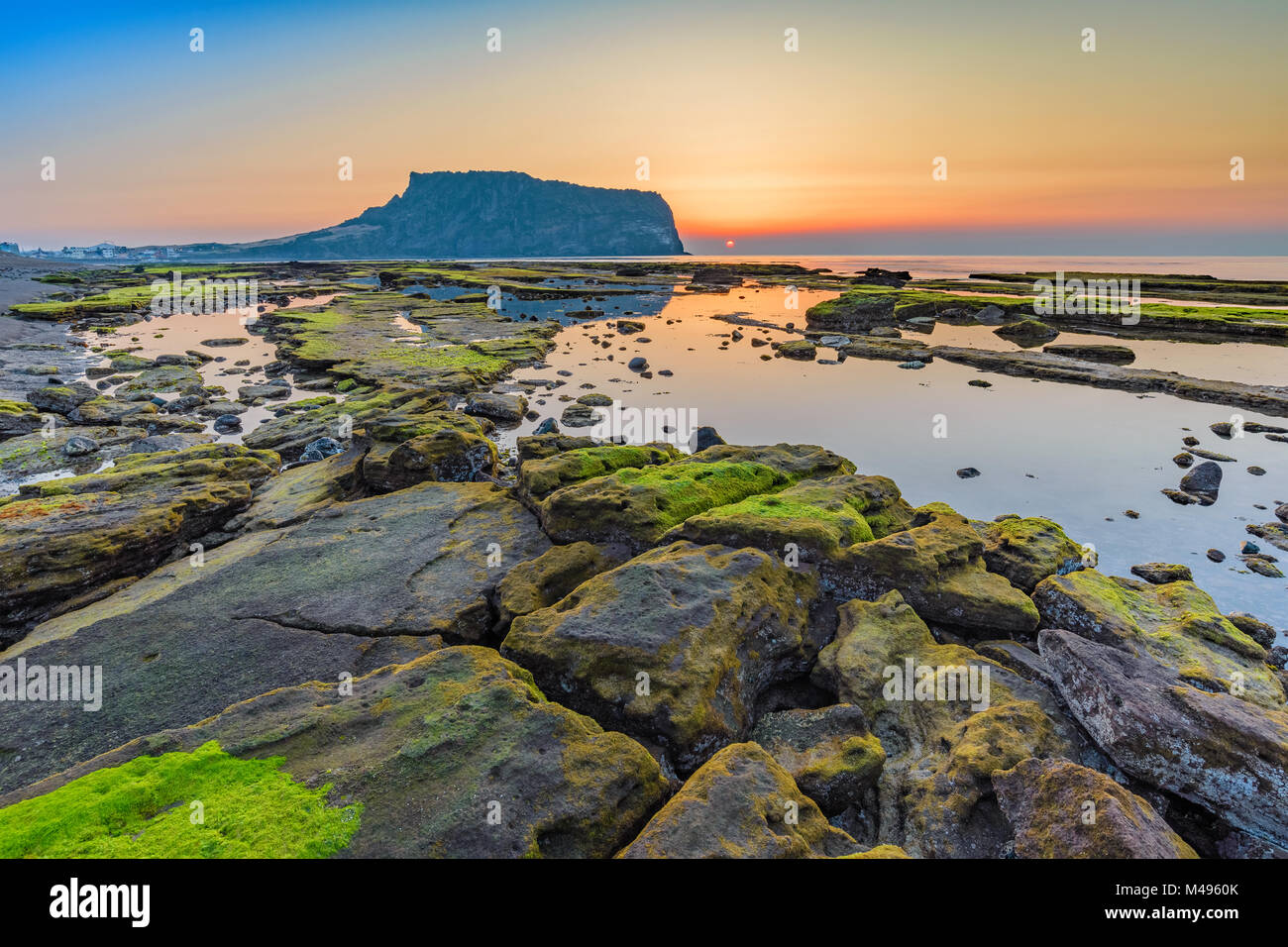 Sunrise at Seongsan Ilchulbong, Jeju, South Korea Stock Photo