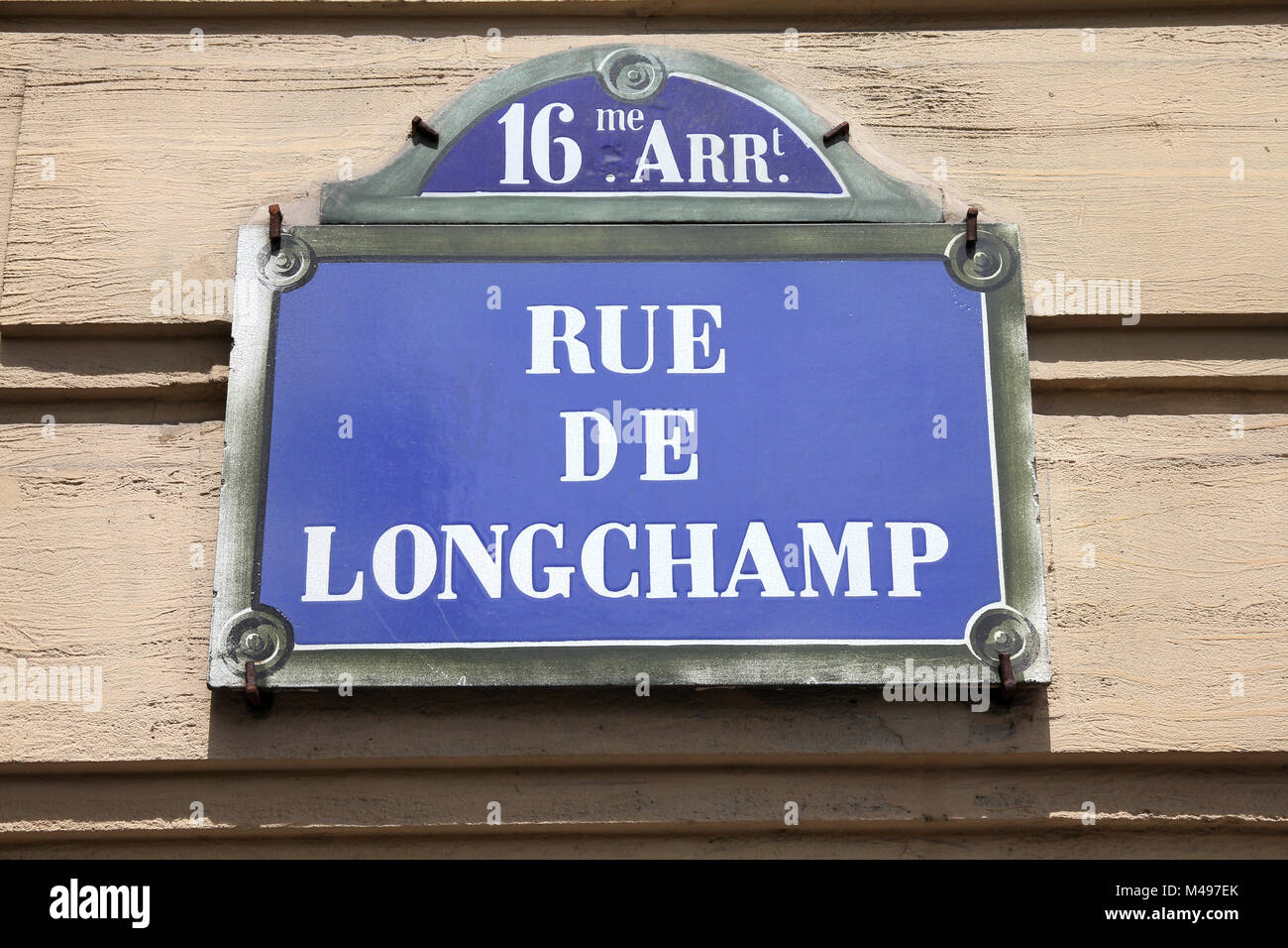 Paris, France - Rue de Longchamp old street sign Stock Photo - Alamy